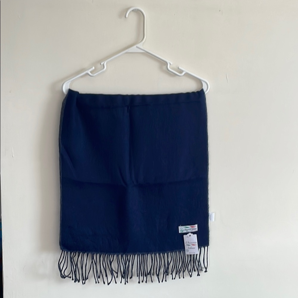 Navy Blue Scarf with Fringe